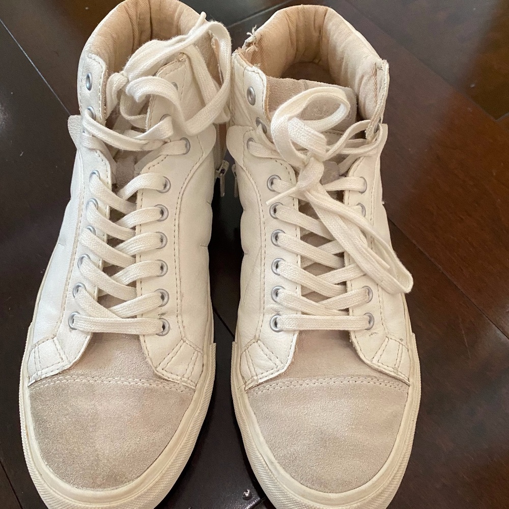 Zara High Top White and Cream Sneakers